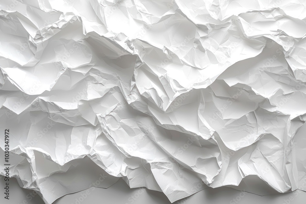 Crumpled white paper with textured folds and creases in an abstract arrangement Generative AI Crumpled white paper with textured folds and creases in an abstract arrangement Generative AI