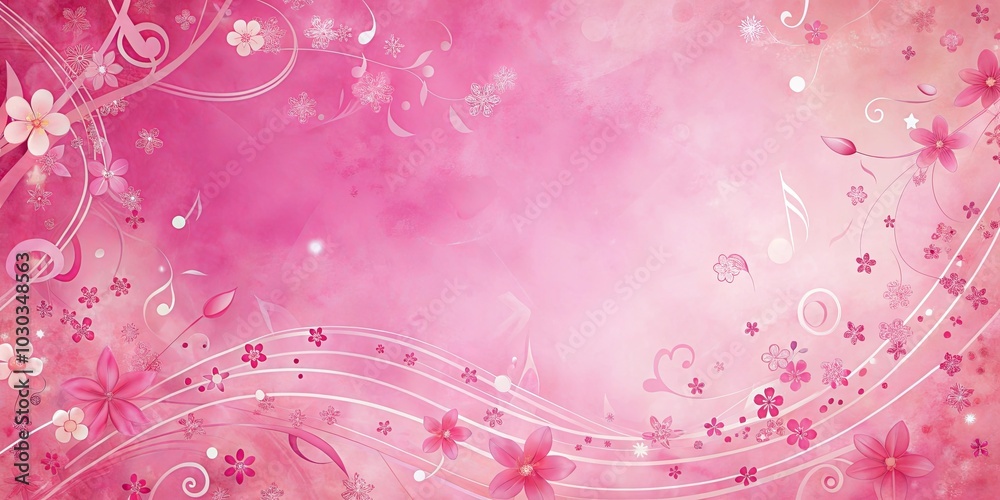 Floral Music Notes on a Pink Watercolour Background Floral Music Notes on a Pink Watercolour Background