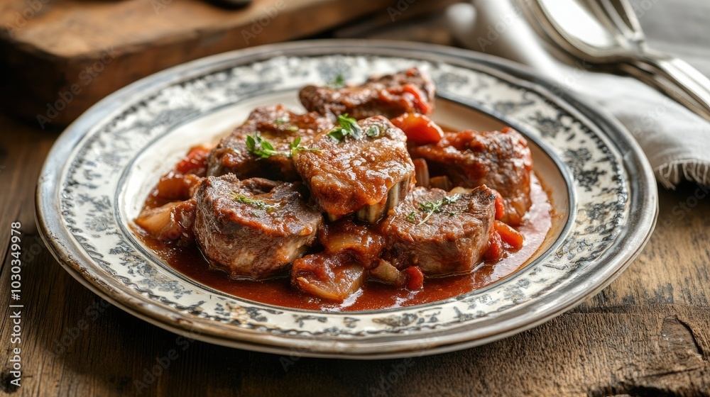 Comforting Osso Buco on Elegant Plate Comforting Osso Buco on Elegant Plate