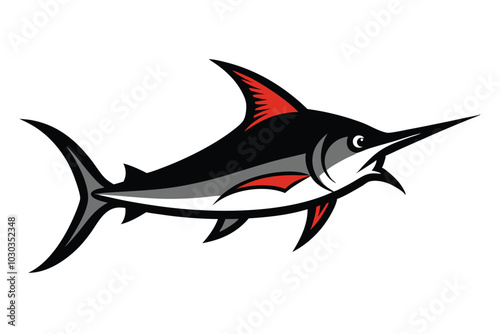 Solid color Swordfish animal vector design