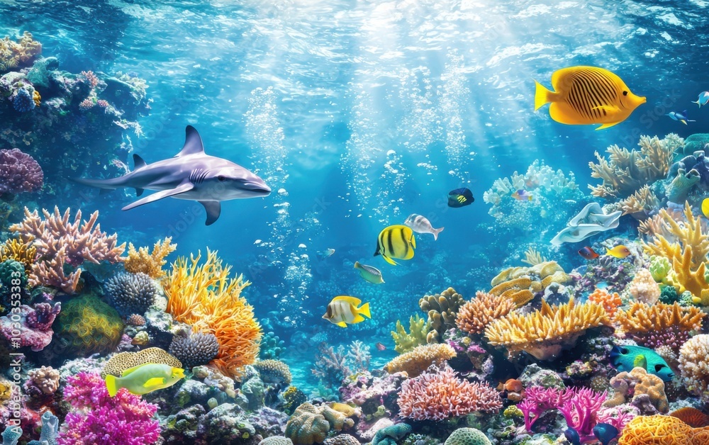 Fototapeta premium Vibrant Coral Reefs: A Spectacle of Marine Life