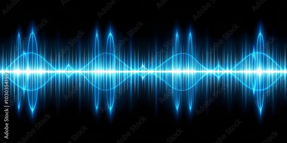 Abstract Oscillations of Electric Blue Light on a Black Background Abstract Oscillations of Electric Blue Light on a Black Background