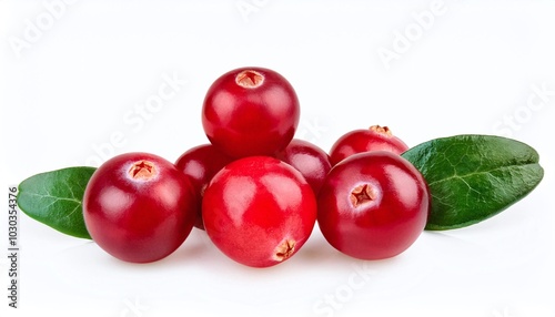 fresh red cranberries on white background with vibrant color and natural texture