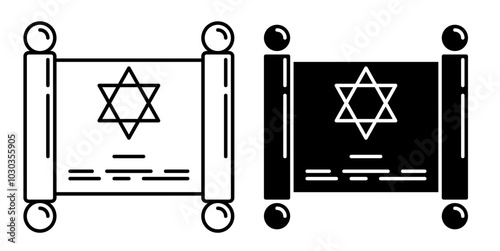 Linear icon. Jewish Torah scroll holy scripture. Simple black and white vector isolated on white background