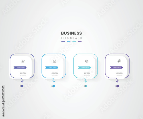 4 step square business infograph design