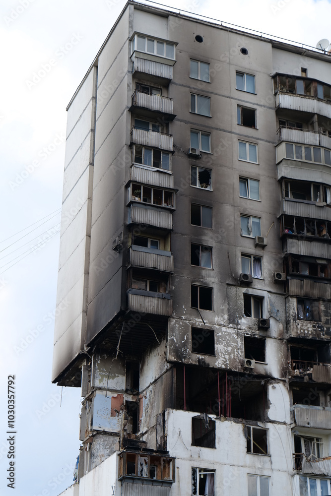 Damages after gas explosion in an apartment house. Building with gas stoves Damages after gas explosion in an apartment house. Building with gas stoves