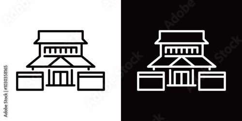 日本家屋のシンプルなラインアイコン