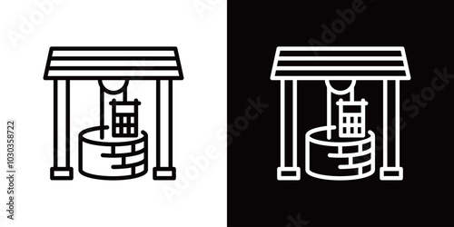 井戸のシンプルなラインアイコン
