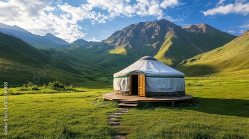 Yurts in remote highland meadows, providing a tranquil escape with stunning views of Xinjiang untouched nature