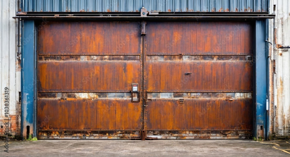 Roller door set against the backdrop of an expansive storage area. Roller door set against the backdrop of an expansive storage area.