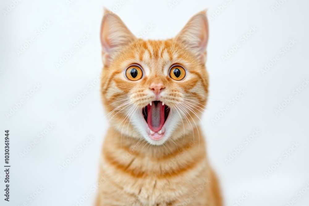 Ginger Cat with Wide Open Mouth and Surprised Expression Ginger Cat with Wide Open Mouth and Surprised Expression