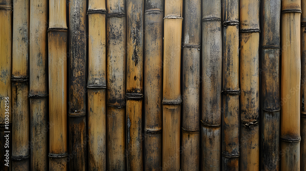 Detailed View of Rustic Bamboo Poles Displaying Natural Textures and Variations in Color, Ideal for Backgrounds, Eco-Friendly Designs, and Natural Aesthetic Projects Detailed View of Rustic Bamboo Poles Displaying Natural Textures and Variations in Color, Ideal for Backgrounds, Eco-Friendly Designs, and Natural Aesthetic Projects