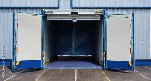 Wallpaper Mural Roller door set against the backdrop of an expansive storage area. Torontodigital.ca
