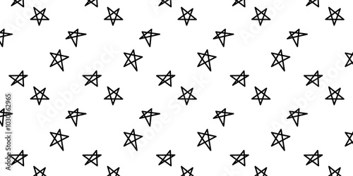 Hand drawn star seamless pattern with various size type and variant. For background use. 
