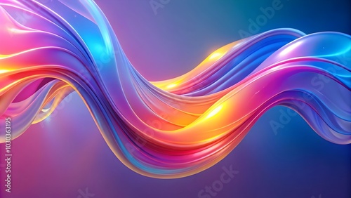 abstract colorful background, abstract animation of colorful waves and ribbons on blue background