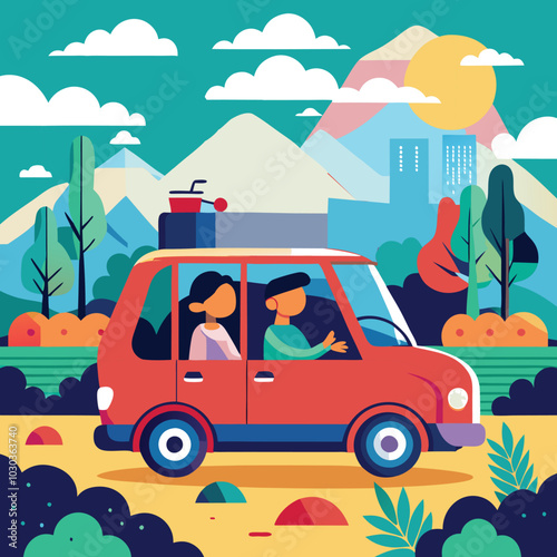 people car driving car travel vector illustration graphic design