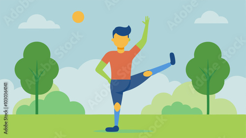 Yoga Practice An individual with a prosthetic leg performs a yoga pose in a serene park setting. The peaceful expression on their face conveys a sense of balance and tranquility.