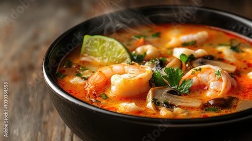 Spicy Steaming Bowl of Shrimp Soup