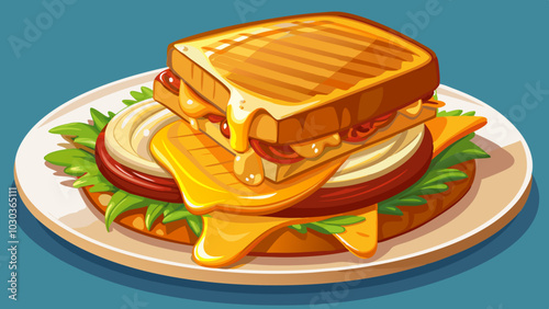 grilled cheese sandwich with turkey and melting cheese on plate