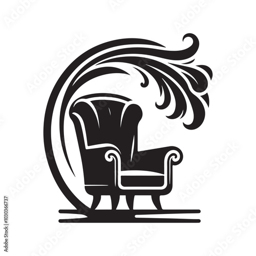 Stylish Club Chair Silhouette Vector Illustration for Interior Design