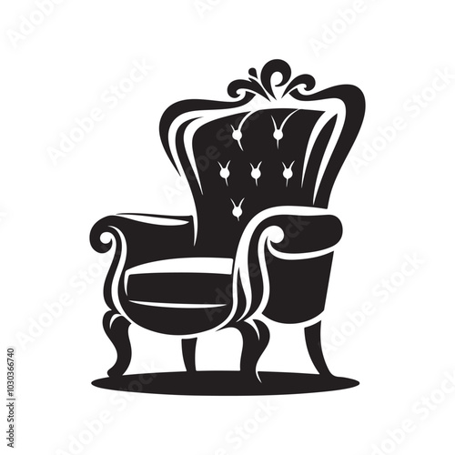 Stylish Club Chair Silhouette Vector Illustration for Interior Design