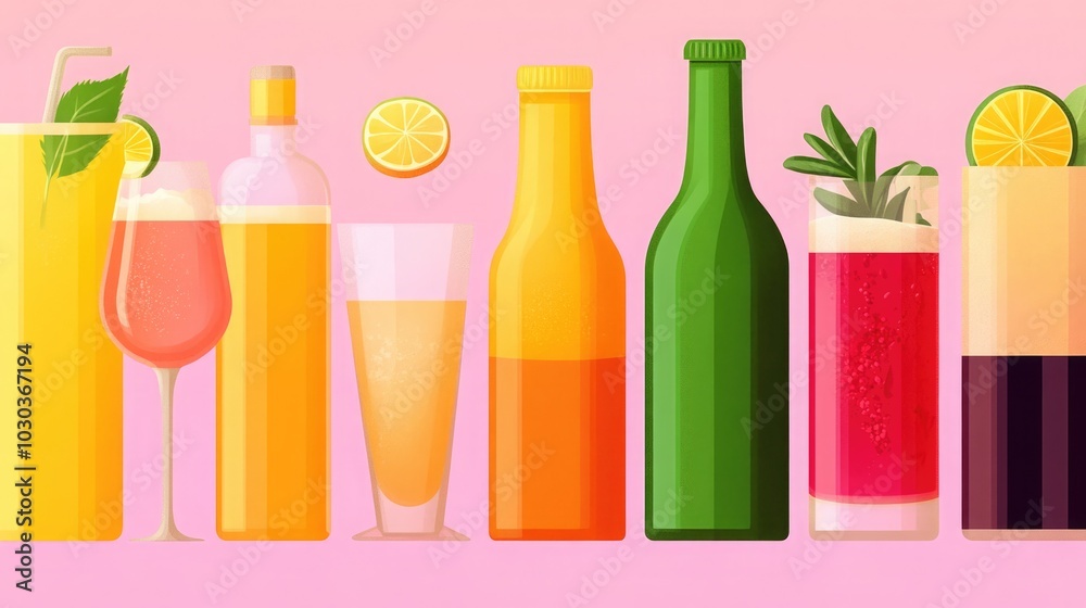 Colorful Variety of Refreshing Beverages Colorful Variety of Refreshing Beverages