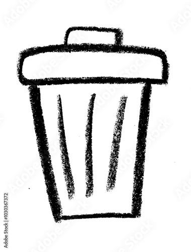 Trash Bin Crayon Chalk Drawing Icon Vector