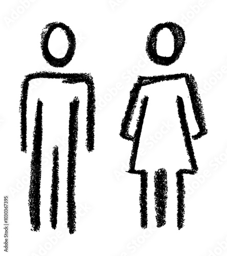 Man Woman Toilet Sign Crayon Chalk Drawing Icon Vector