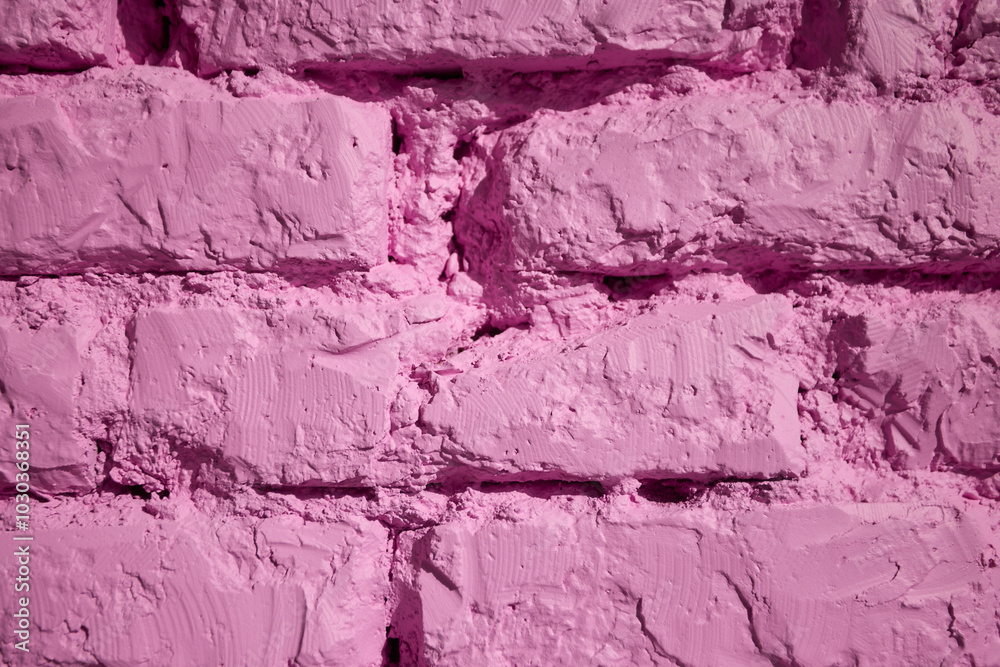 Fototapeta premium A vibrant pink brick wall texture background that is visually striking and bold in color