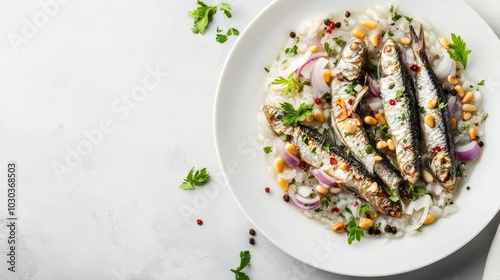 Delicious Sardines on a Bed of Rice with Onions