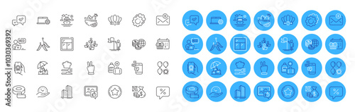 Food, Balloon dart and Approve line icons pack. Settings gears, Adhesive tape, World money web icon. Notebook service, Maggots, Window pictogram. Teamwork, Ship travel, Online auction. Vector photo