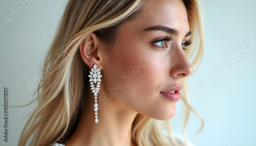 Beauty blonde model -Inspired Style with Diamond Earring photo 6
