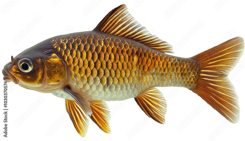 Detailed close-up of grass carp with transparent background Detailed close-up of grass carp with transparent background
