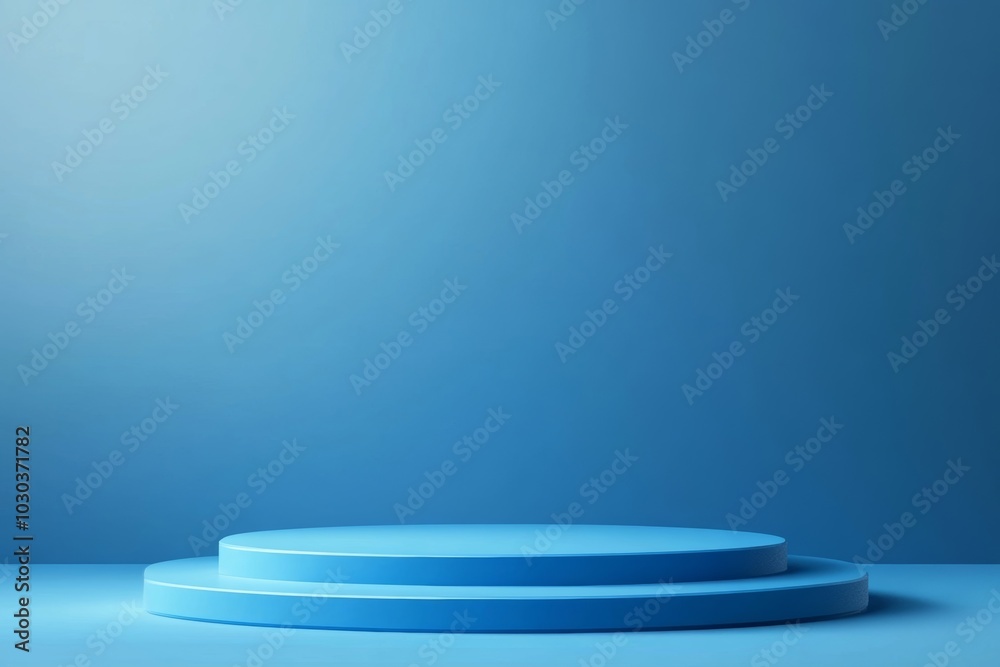 Double podium on blue background. Generative AI. Double podium on blue background. Generative AI.