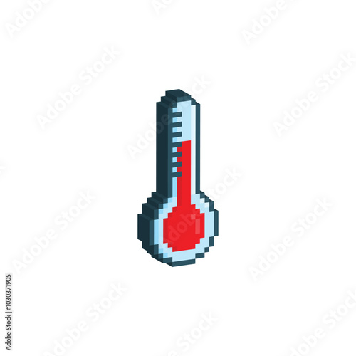 isometric 3d  pixel Thermometer icon. Vector pixel art Thermometer 8 bit logo for game
