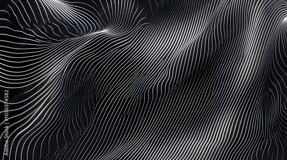Dynamic black and white abstract pattern with flowing lines and wave-like structures, ideal for modern backgrounds, creative designs, and futuristic visual projects with smooth, elegant textures Dynamic black and white abstract pattern with flowing lines and wave-like structures, ideal for modern backgrounds, creative designs, and futuristic visual projects with smooth, elegant textures