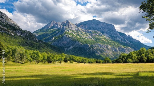 Majestic Mountain Landscape Under Cloudy Sky