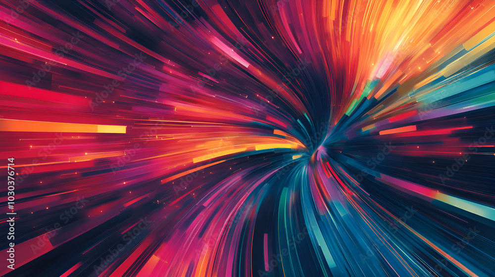 Vibrant explosion of light and color featuring neon streaks of pink ...