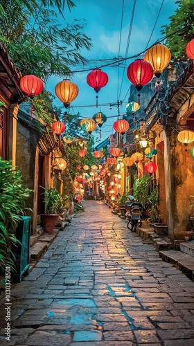 Captivating Historical Walkway with Lanterns