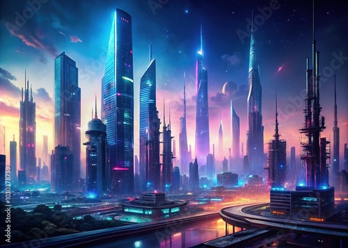 Neo-Futurist Cyberpunk City photo