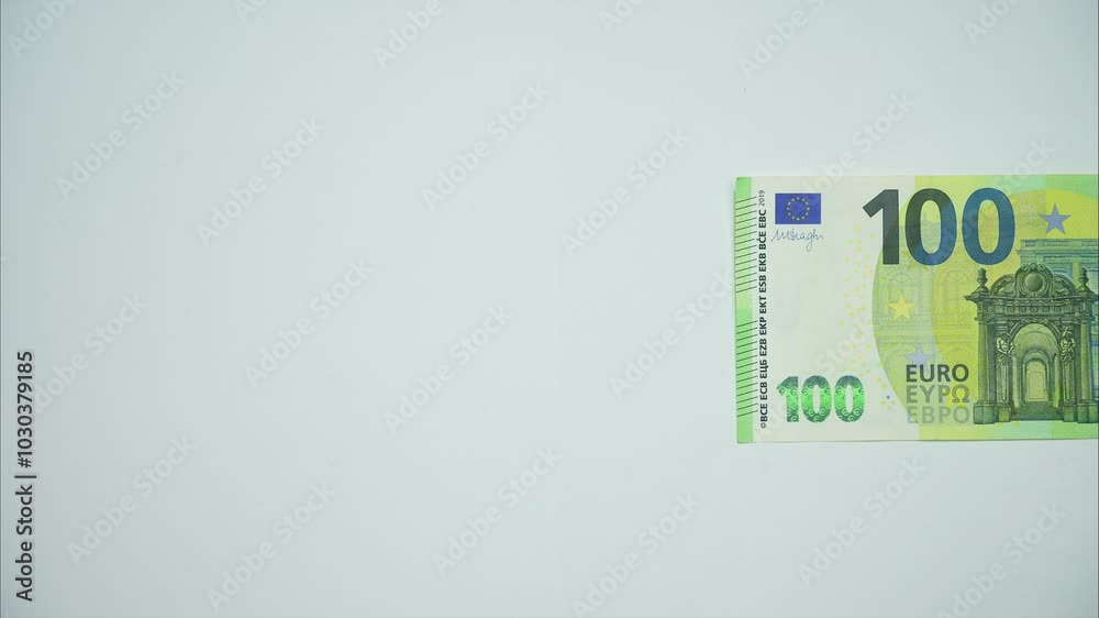 One hundred euro bill moves like caterpillar from left to right. Stop motion animation One hundred euro bill moves like caterpillar from left to right. Stop motion animation
