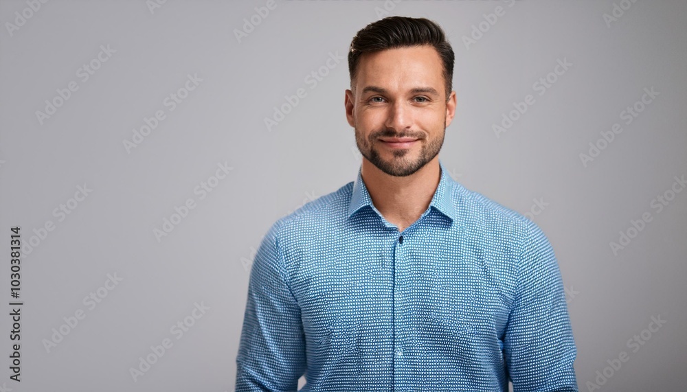 Charming man in a light blue shirt standing confidently on a transparent background. Professional concept. Generative AI Charming man in a light blue shirt standing confidently on a transparent background. Professional concept. Generative AI