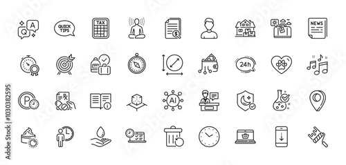 Water care, Home moving and Tax calculator line icons pack. AI, Question and Answer, Map pin icons. Scroll down, Parking time, Pets care web icon. Waiting, Exhibitors, Recovery trash pictogram. Vector
