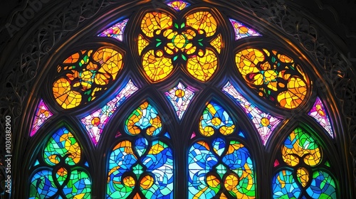 Stained Glass Window in a Beautiful Castle