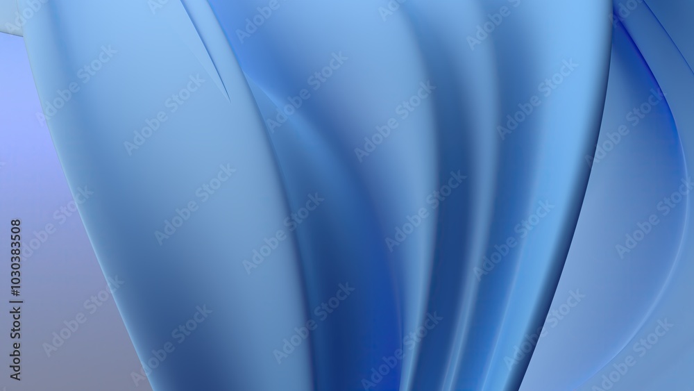 Fototapeta premium An elegant and modern 3D rendering of an abstract background featuring a matte twisted gentle curve in a blue and white gradient, representing the artistic quality of contemporary art curves.