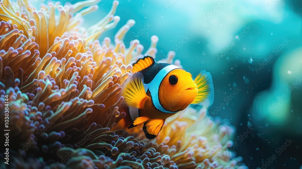 Colorful Clownfish Nestled in Vibrant Anemone Colorful Clownfish Nestled in Vibrant Anemone