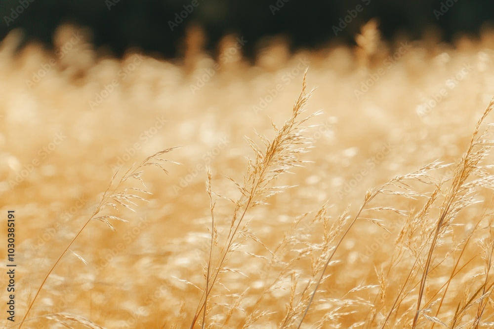 Fototapeta premium Golden Wheat Field in Soft Sunlight