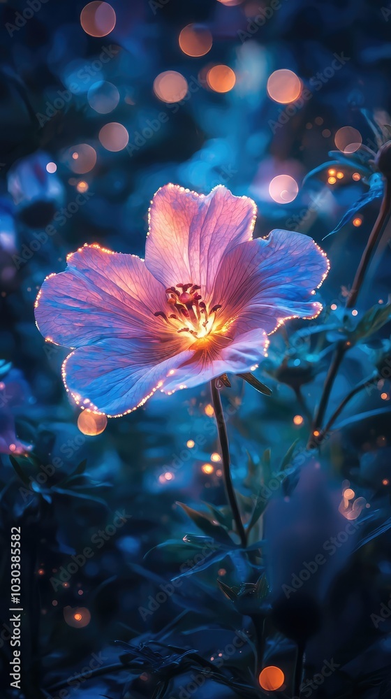 Glowing Flower in Fantasy Garden Glowing Flower in Fantasy Garden