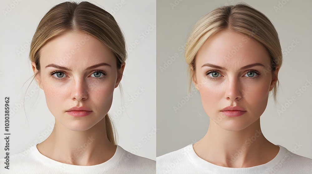 Capture a woman's facial expression lines around her mouth before and after Botox treatment, focusing on the wrinkle-free result Capture a woman's facial expression lines around her mouth before and after Botox treatment, focusing on the wrinkle-free result