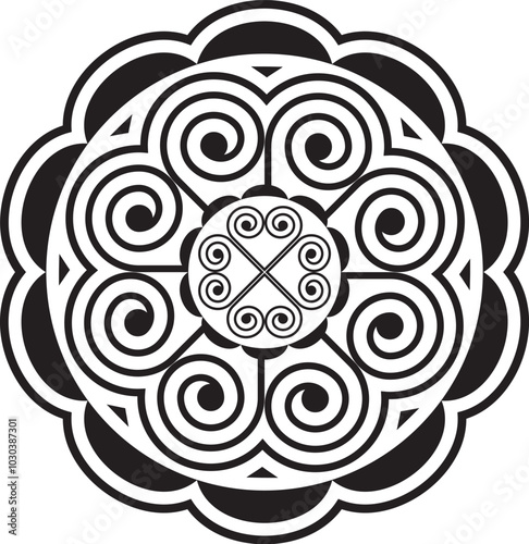The spiral lines are designed in an ancient Hmong pattern similar to a shell pattern and combined with a modern design.